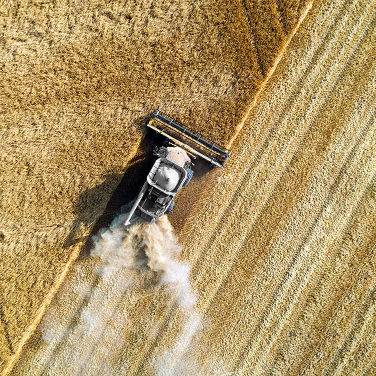 Tractor Harvest Field Aerial View Alberta  SEO