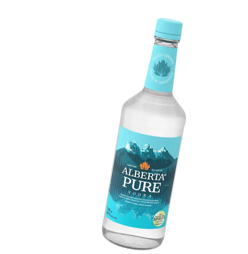 Pure Vodka Bottle Lake Mountain Forest Alberta