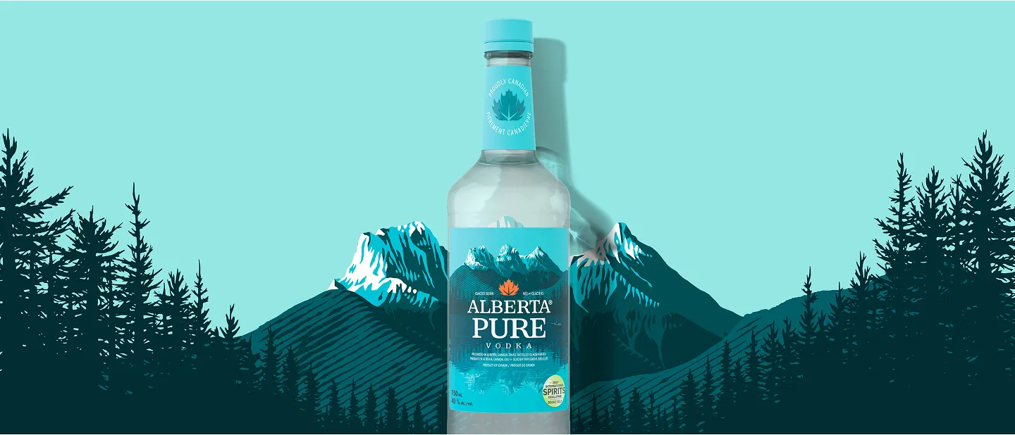 Pure Vodka Bottle Forest Mountain Shadow Alberta